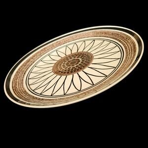 Royal China Cavalier Ironstone Dinner Plate Brown Sunburst Pattern USA